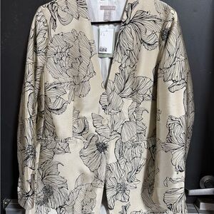 H&M Floral Blazer in Cream and Black